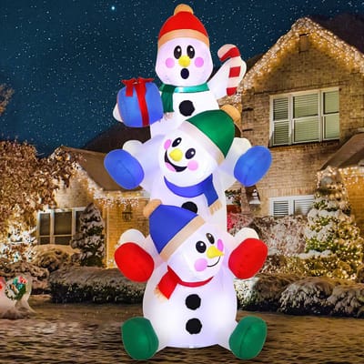 Famanu – Opblaasbare sneeuwpop decoratie met ledverlichting, geschikt voor binnen- en buitendecoratie tijdens winter en kerst