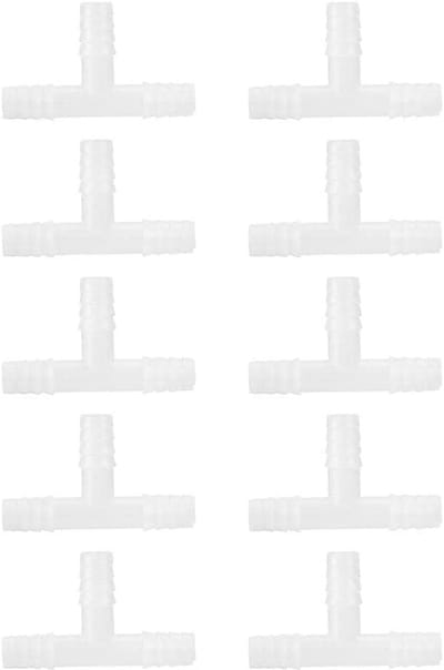 10 Stuks 3-Weg Inline Luchtbuiskoppeling T-Vorm voor Luchtvolume Controle in Aquarium, 8mm, ABS Accessoires voor Luchtpomp