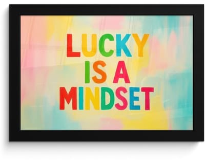 Poster in lijst - Fotolijst 30x20 cm - Posters - Quote - Lucky - Regenboogkleuren - Posterlijst zwart - Decoratie - Wanddecoratie woonkamer - Muurdecoratie slaapkamer