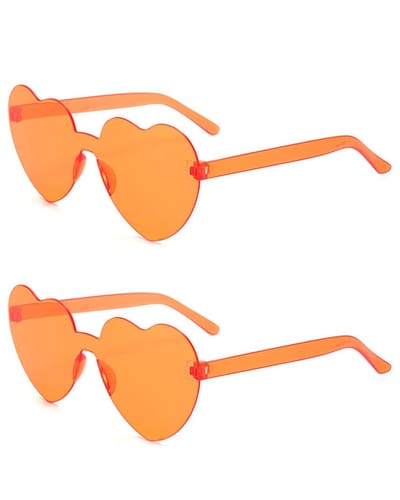 Dailygoods- Zonnebril Hartvormig - Vintage Bril - Snoepkleuren - Voor Dames/Meisjes/Kinderen - 2 Stuks - Frameloos Design - Fashion Sunglasses