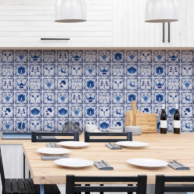 Zelfklevende tegelmuurstickers voor keuken en badkamer - 60 Delft Enkhuizen cementtegelstickers - 60 stickers 15x15cm