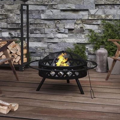 Vuurkorf Tuin - Buitenhaard Terras - Sfeer Creëren - Grote Diepe Kom - 70 cm XXL - Zwart