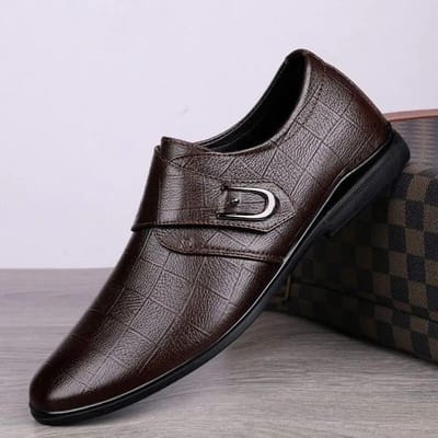 Chaussures en cuir décontractées pour hommes, chaussures d'affaires légères et résistantes à l'usure, chaussures de mariage formelles en cuir, printemps et automne 39 marron
