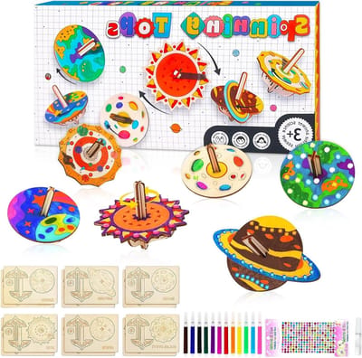 Creatieve houten bouwset met 12 onderdelen voor kinderen - Schilderen, stickers en diamanten voor jongens en meisjes van 3-12 jaar