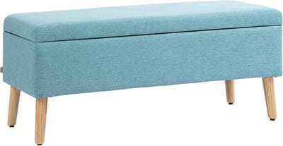 Zitbank met Opbergruimte - Elegante Polsterbank in Linnenlook voor Woonkamer, Slaapkamer en Hal - Blauw - 110 cm