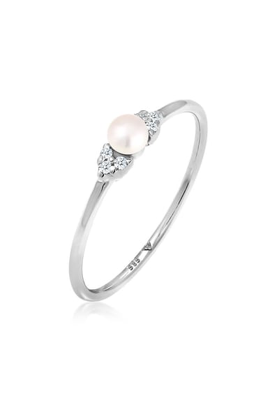 Elli PREMIUM - Ring - Dames Verlovingsparel Elegant met Diamant (0,03 ct.) in 585 Witgoud - Dames
