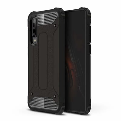 Ntech Hoesje Geschikt voor Huawei P30 Hybrid Armor Hoesje - Zwart