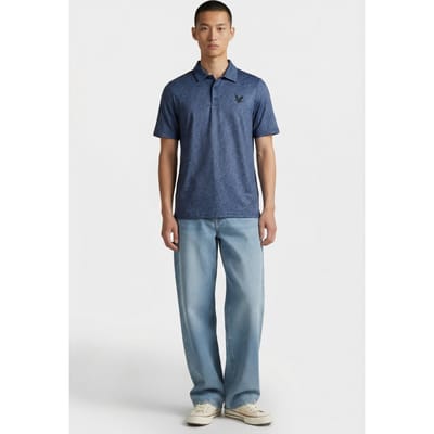 Lyle & Scott Golf Micro Contour Printed Polo Shirt Ryder Blue Taglia: S | Polo Outlet | Uomo | Blu