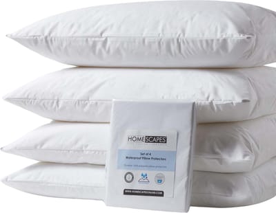 Homescapes set van 4 waterdichte kussenbeschermers – polyester & TPU coating – met ritssluiting – 50x75 cm – OEKO-TEX® – ademend & hypoallergeen
