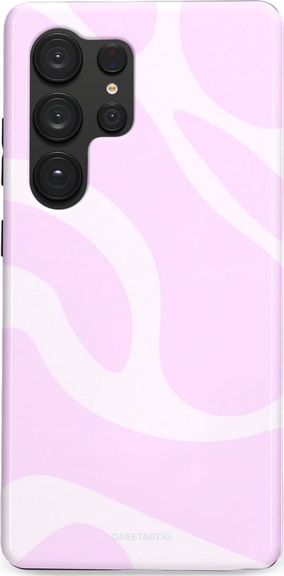 Casetastic hoesje geschikt voor Samsung Galaxy S25 Ultra - Dubbellaagse bescherming - Vrolijk Roze Suikerspin Curves - Fashion Case - Lichtroze Wit