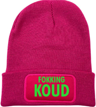 Wintermuts fuchsia | fluor groen - Fokking koud- soBAD. | Wintersport| Après ski outfit Warme Muts voor Volwassenen | Heren en Dames Beanie