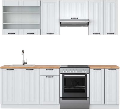 Vicco Fame-Line Complete keukeneenheid – 240 cm, WB Eik Wit landhuis/wit