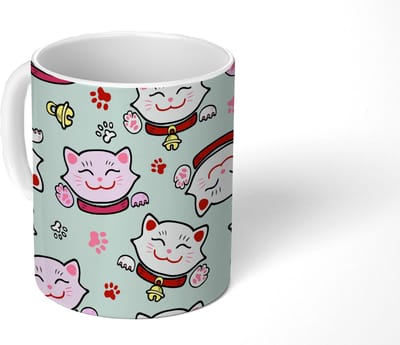 Mok - Koffiemok - Kat - Huisdieren - Patroon - Mokken - 350 ML - Beker - Koffiemokken - Theemok