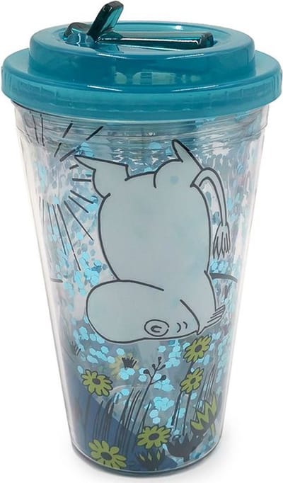 Beker Dubbelwandig - Moomin - Blauw&Transparant - Duurzaam Ecozen - 500ml - 17,5x10x10cm