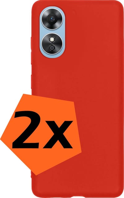 Hoes - 2 Stuks - Geschikt voor OPPO A17 - Sterk & Shockproof - Case Siliconen - Back Cover - Telefoon Hoes - Rood