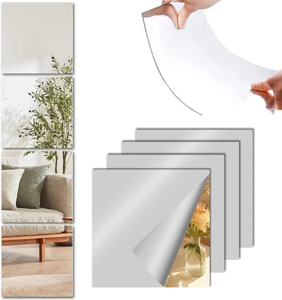 4 stuks flexibele spiegelmuurstickers voor decoratie in slaapkamer, badkamer en sportschool