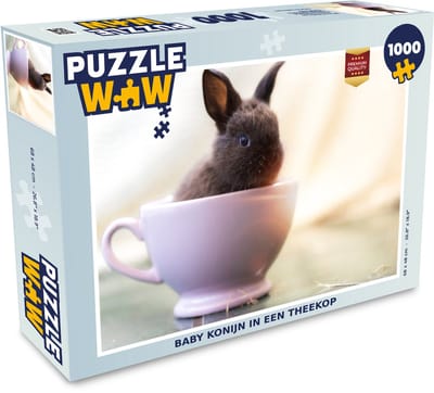 Puzzel Konijn - Baby - Theekop - Legpuzzel - Puzzel 1000 stukjes volwassenen