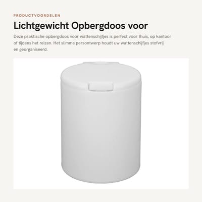 Dailygoods- Wattenschijfje Opbergdoos Lichtgewicht - Opbergdoos met Deksel - Draagbaar - Duurzaam - Klein - Voor Wattenschijfjes en Wattenstaafjes