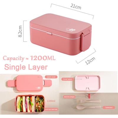 Draagbare Lunchbox Bamboevezel 3in1 Dubbellaags Bento BOX Magnetron Lepel Vork Vrouw Meisje School Kind Picknick Lunchbox pink