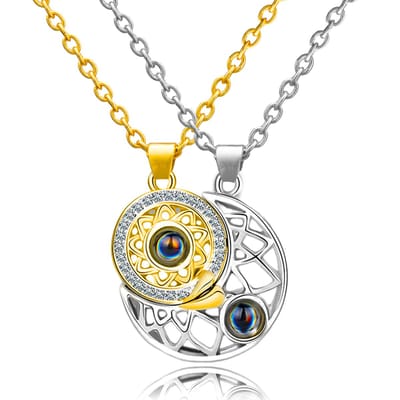 Pax Amare I LOVE YOU BFF Ketting voor 2 - Zon & Maan - Ik hou van jou Koppel / Vriendschapsketting - Magnetisch - Goud & Zilver