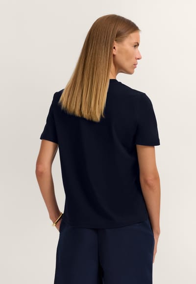 Bugatti Damen T-shirt van elastisch katoen met ronde hals