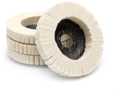 GELLDG Polijstschijven - 4 Stuks - Filz Polierschijven 125mm x 22mm - Geschikt voor Winkelschleifer - Efficiënt Schuren - Geschikt voor polijsten van Lak, Hout, Kunststof en RVS - Gemaakt van Wollenvilt