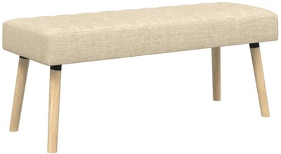 vidaXL - Kanaalgeplooide - Bank - Crèmekleurig - 110 - x - 40 - x - 46 - cm - Stof
