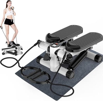 Mini Stepper - Hometrainer Stepper - Cardio Training - Met Armbanden - 38x30x20cm - Wit