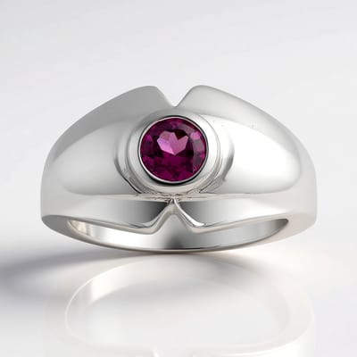 Cavill - Zilveren ring 925 Sterling met Roshoit 0 51 ct Mozambique - Palladium verfijnd - Brede bezel - Elegantie en luxe