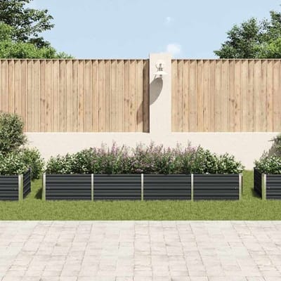 vidaXL - Plantenbak - verhoogd - 320x80x45 - cm - gegalvaniseerd - staal - antraciet