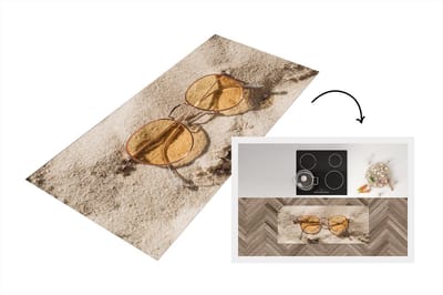 Keukenloper - Loper keuken - Zonnebril - Zand - Strand - 120x50 cm - Keukenloper vinyl