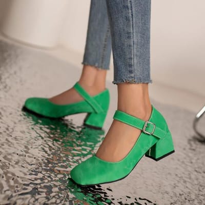 Grote Maten 44 45 46 ,Damesschoenen Nieuwe Pumps met Ronde Neus Hoge Hakken Voor Dames Werkschoenen Pumps Schoenen Voor Dames Blokhakken 32 groen