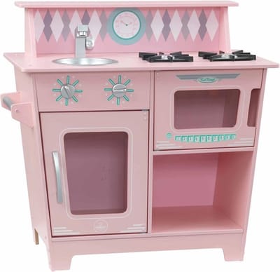 Houten Kinderkeuken Roze: Compacte Speelkeuken met Realistische Geluiden
