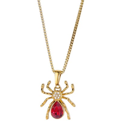 Roestvrij Staal Spin Hanger Ketting Voor Vrouwen Goudkleur Rode Zirkonia Spin Ketting Trendy Gotische Sieraden Cadeau 45cm beige