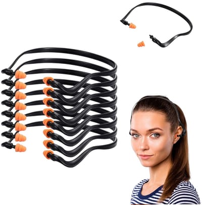 8-delige - Hoofdgedragen oordopjes, herbruikbare oordopjes, geluidsreductie, lichtgewicht oordopjes voor gehoorbescherming, slapen, werken, bouwen, 14 cm (zwart en oranje)