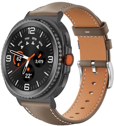 Leren bandje - geschikt voor Samsung Galaxy Watch 8 (40mm) / Galaxy Watch 8 (44mm) / Galaxy Watch 8 Classic - band van leer rvs gesp - donkerbruin