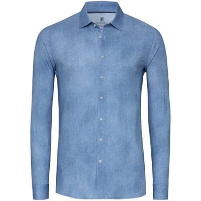 Desoto Overhemd Faux Uni Denim Look Licht Blauw / male