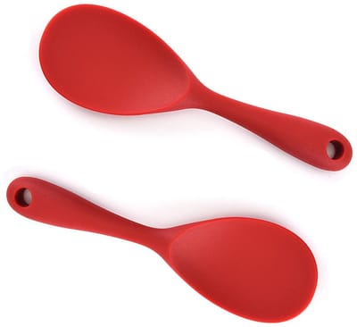 Dailygoods- Serveerlepel Duurzaam - Kooklepel Siliconen - Rijstlepel - Voedselveilige Lepel - 2 Stuks - 22 x 7 cm