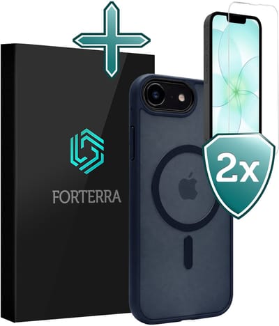 Hoesje Met 2x Screenprotector - Geschikt voor Apple iPhone 17e - Magsafe Compatible - Sterk & Shockproof - Shock Proof Case - Back Cover - Telefoon Hoes - Donkerblauw