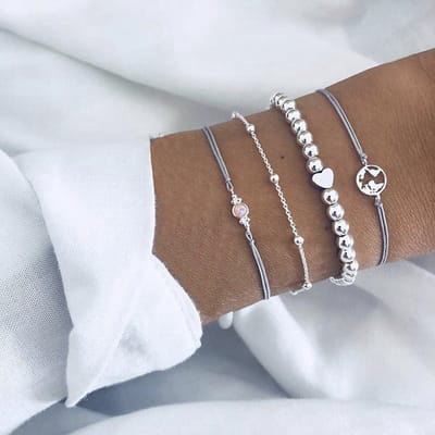 Sorprese armband - Joy - zilverkleurig - armband dames - 4 delig - cadeau - Model C