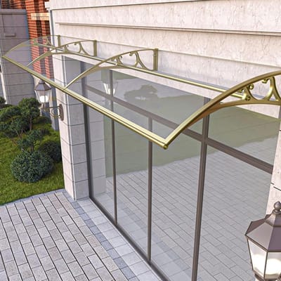Voordeur Luifel - Regenscherm Huis - Bescherming Buiten - Polycarbonaat Plaat - 80cm x 120cm - Geel