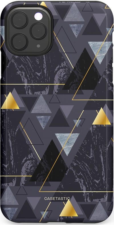 Casetastic hoesje geschikt voor Apple iPhone 11 Pro Max - Dubbellaagse bescherming - Zwart Goudpatroon - Fashion Case - Donkergrijs Grijs