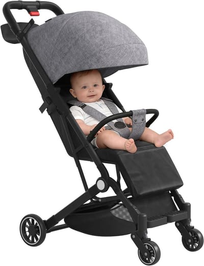 Compacte Wandelwagen - Lichtgewicht Kinderwagen - Reizen met Baby - Snel Inklapbaar - 6.5 kg - Grijs