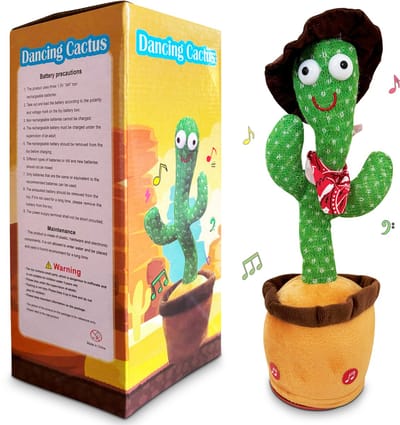 Bailanta® Dansende Cactus - Pratende Cactus - Kinder Speelgoed - Interactieve Knuffel - Nederlandse Handleiding - Pratende Knuffel – Cactus Speelgoed – USB Opladen – Geeft Licht – Met Cowboy Outfit – 120 Liedjes - Zingende Cactus - Perfect Cadeau
