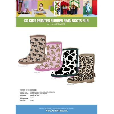 Regenlaarzen kids - Hondenprint - Fake fur voering - Hondenprint / 21/22