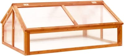 Houten Kweekkas - Tuinkas - Planten Beschermen - 2 Openbare Daken - 114x80x50 cm - Bruin