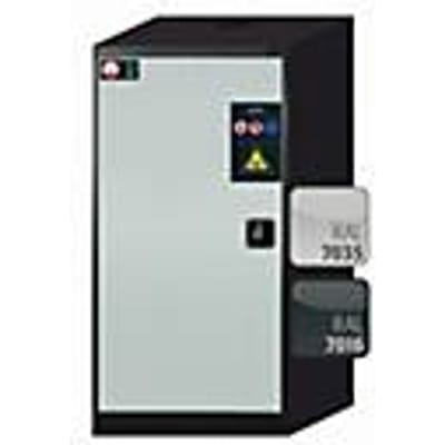 asecos CS-CLASSIC chemische opslagkast, scharnierende deur, links scharnierend, voorkant in lichtgrijs, B 545 x D 520 x H 1105 mm