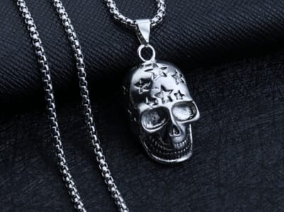 doodshoofd ketting zilverkleur - luxe necklace with skull - 60cm - schedel -stoer cadeau - man vrouw