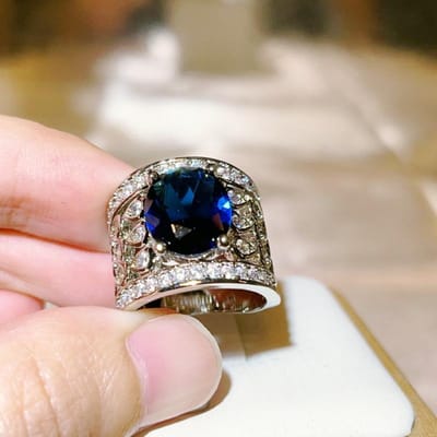 Koper Zircon Galvaniseren Sieraden Net Saffier Ring voor Vrouwen Europese en Amerikaanse Populaire Hand Sieraden No. 9 white