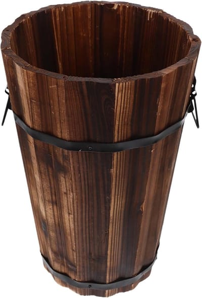 Houten Afvalbak - Prullenbak - Afval Opbergen - Natuurlijke Houtafwerking - 31x21x15 cm - Koffie